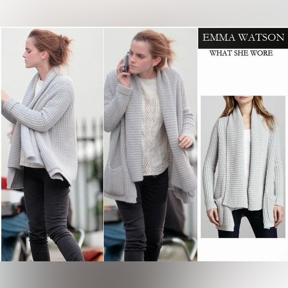 Autumn Cashmere Draped Waffle Rib Cardigan